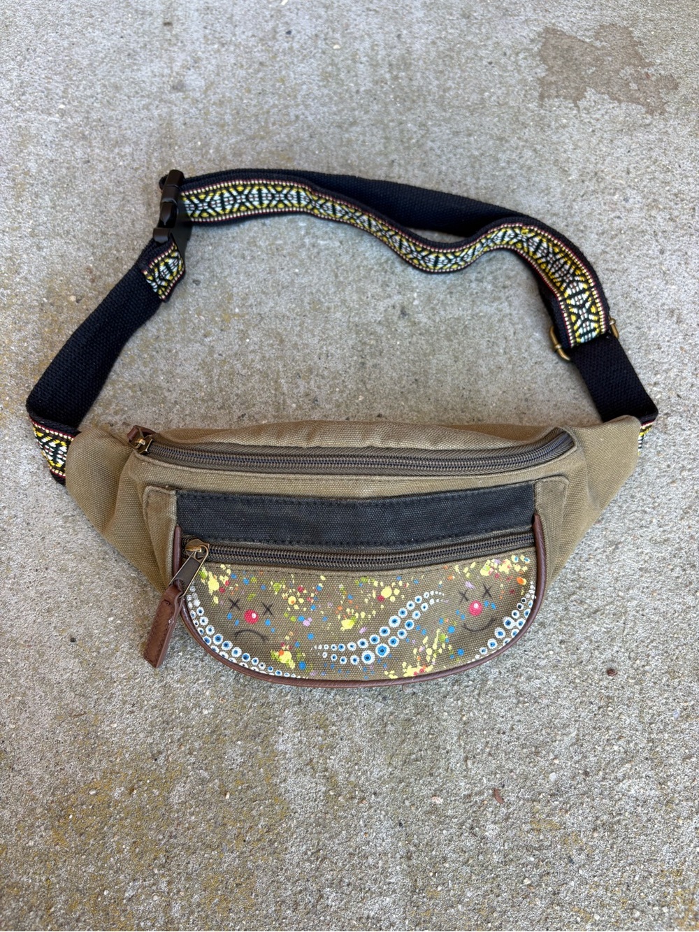 Hand painted canvas fanny pack
